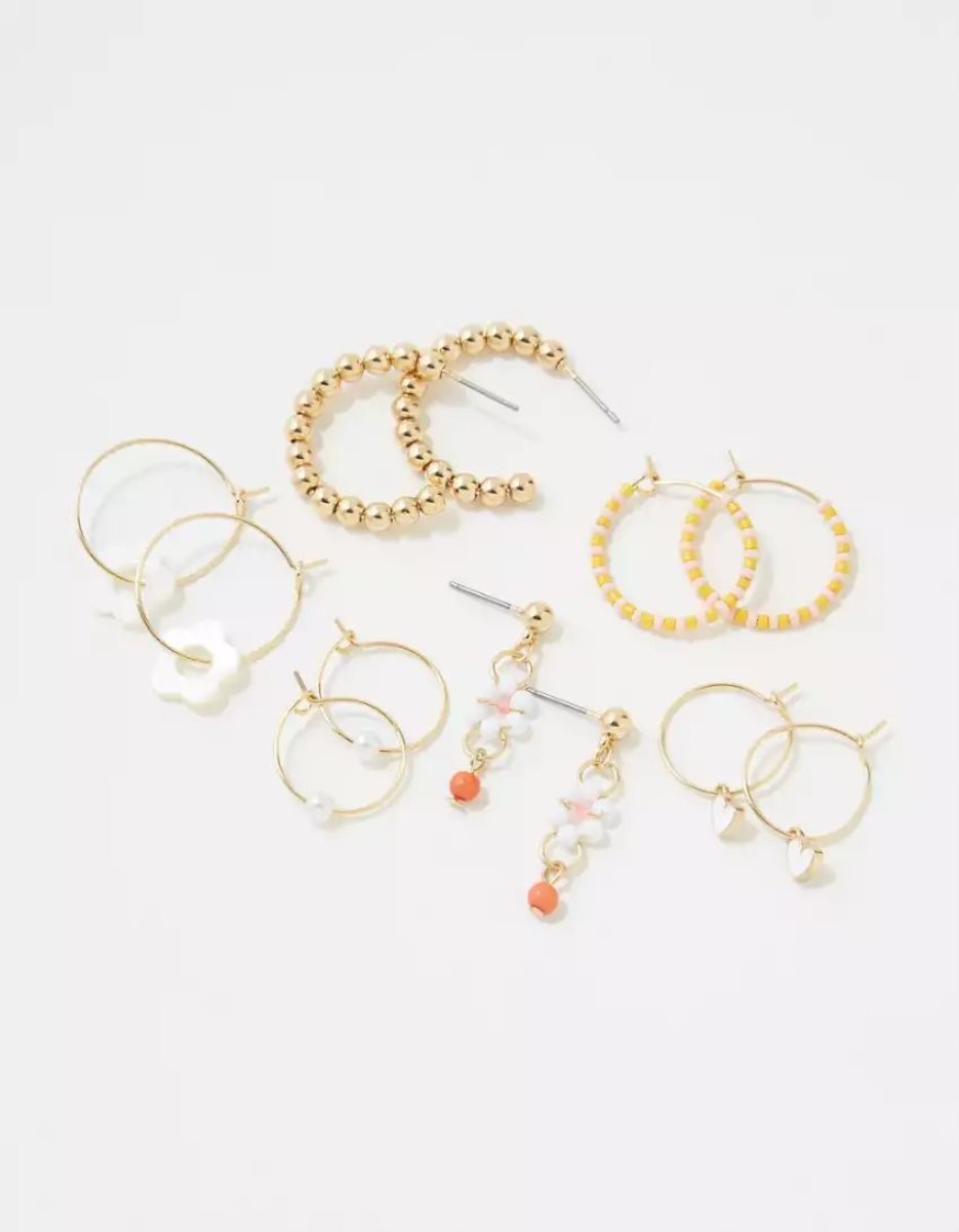 Bijoux American Eagle AEO Orange Beaded Hoop Earring 6-Pack Multicolore Femme | FEP-14361856